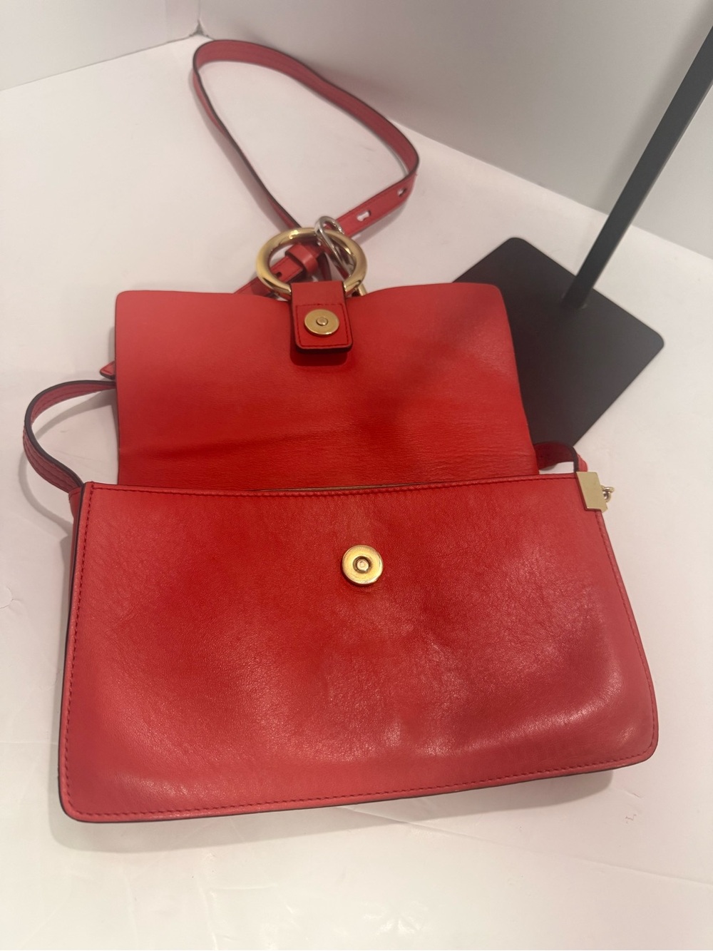 Chloé Faye Small Suede & Leather Crossbody Shoulder Bag – Red / Rust - Picture 7 of 12